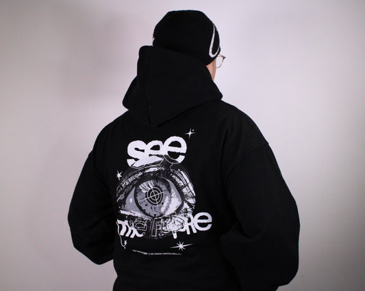 SEE THE FUTURE Oversized Black Hoodie [[DREAMS. Collection]]